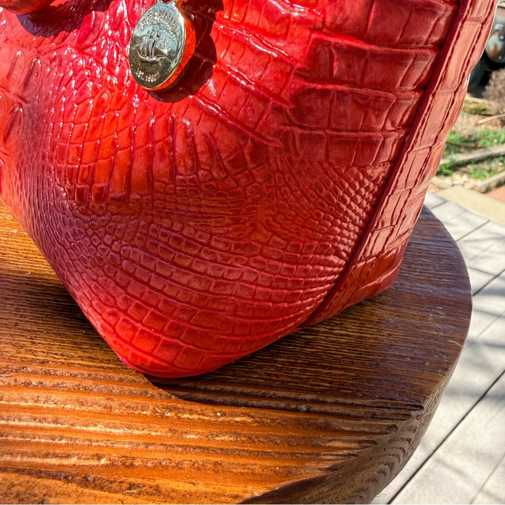 Brahmin Punchy Coral Melbourne Croc Duxbury Satchel - Picture 8 of 15